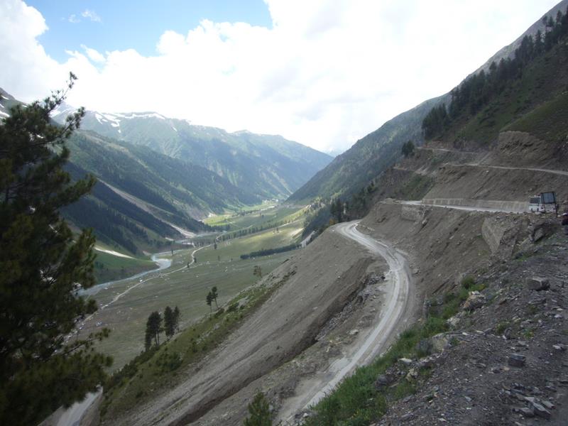 The road up the mountain winding over and over itself.